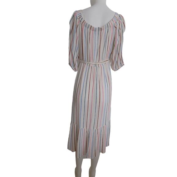 Harlow & Rose dress on or off shoulders 3/4 sleeve size Large striped boho midi - Picture 4 of 8